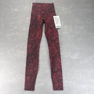 Lululemon Legging Womens 0 Wunder Train Denim Wash Autumn Red Black DWAR $118